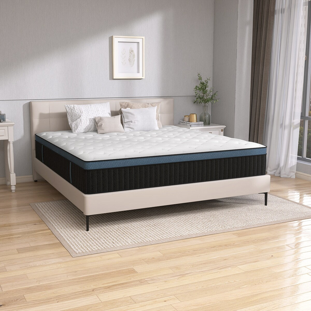 Matelas hybride en mousse à gel de 35 cm (14 pouces) livré dans une boîte pour un soutien et un soulagement de la pression.