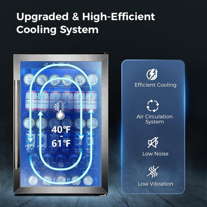 Réfrigérateur à boissons de 145 canettes, mini réfrigérateur de 4,4 pieds cubes avec porte en verre pour sodas, bières, vins – façade transparente pour la maison, le bureau ou le bar.