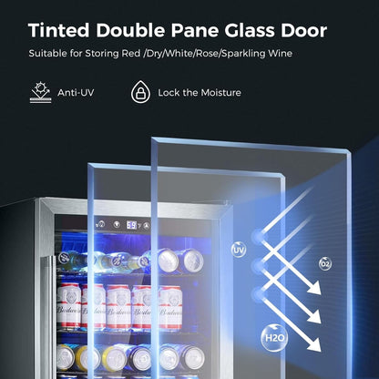 Réfrigérateur à boissons de 145 canettes, mini réfrigérateur de 4,4 pieds cubes avec porte en verre pour sodas, bières, vins – façade transparente pour la maison, le bureau ou le bar.