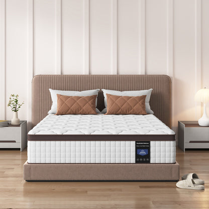 Matelas hybride 14 - Mousse à mémoire de forme au gel de charbon de bambou et ressorts ensachés à 7 zones, fermeté moyenne, essai de 100 nuits