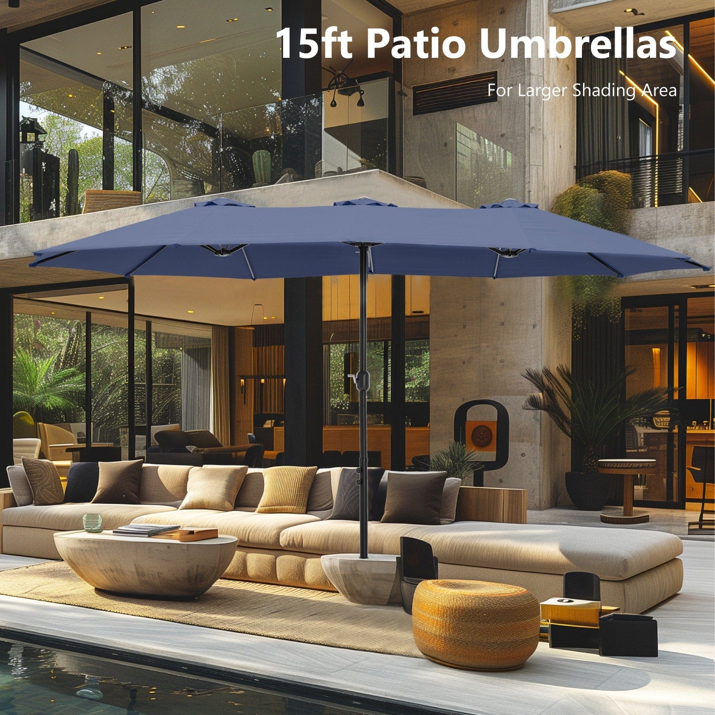 MAISON ARTS Parasol de terrasse double face extra large de 4,5 m avec socle inclus