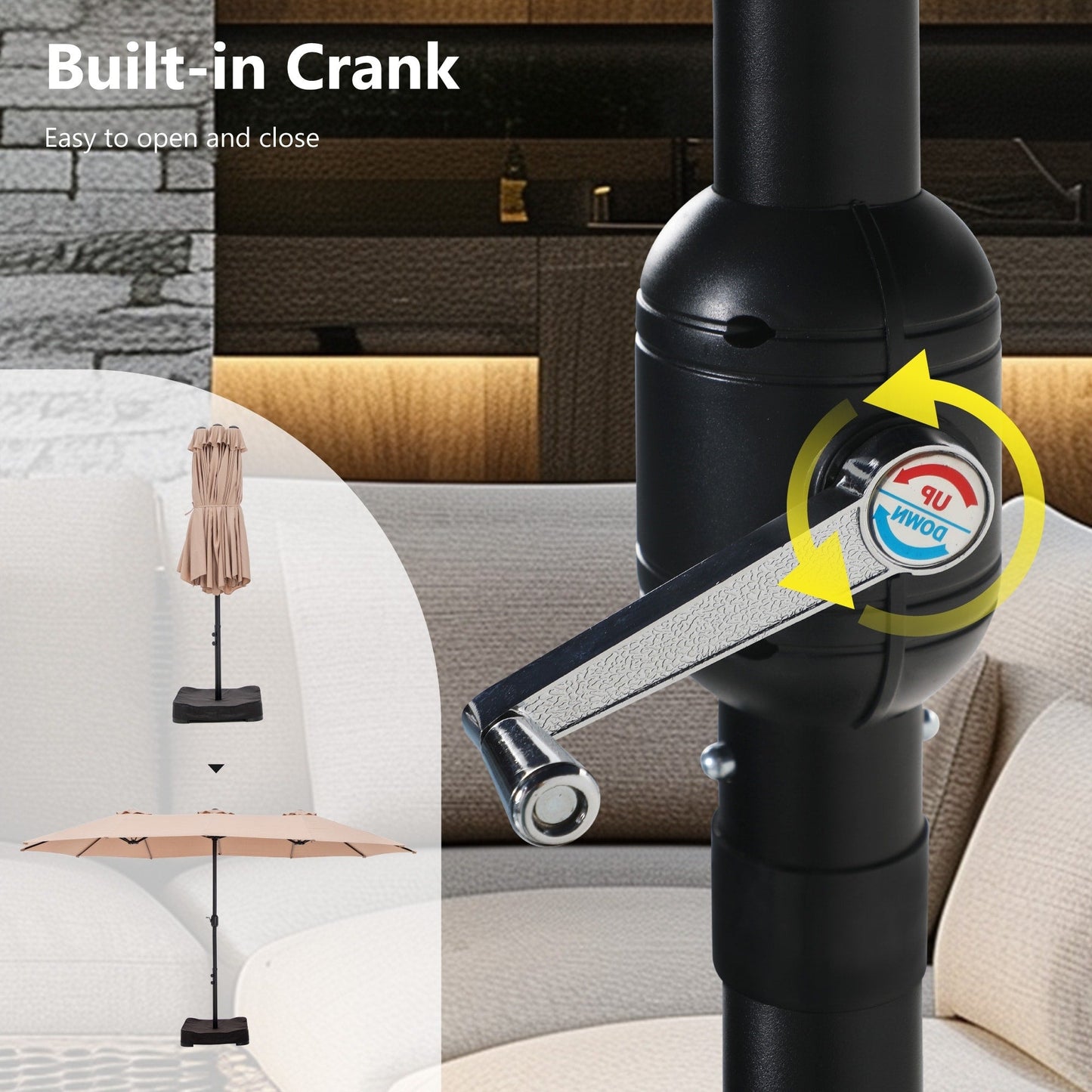 MAISON ARTS Parasol de terrasse double face extra large de 4,5 m avec socle inclus