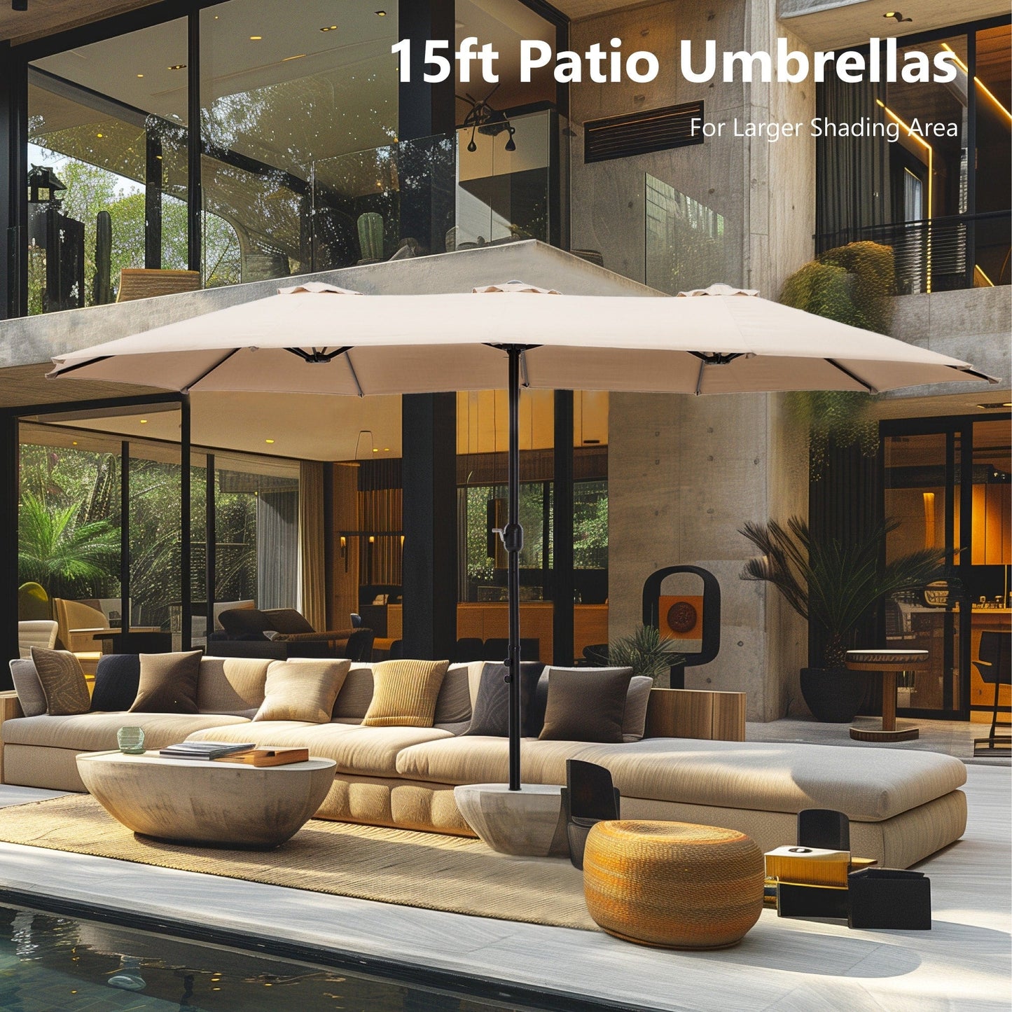 MAISON ARTS Parasol de terrasse double face extra large de 4,5 m avec socle inclus