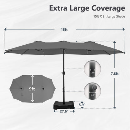 MAISON ARTS Parasol de terrasse double face extra large de 4,5 m avec socle inclus
