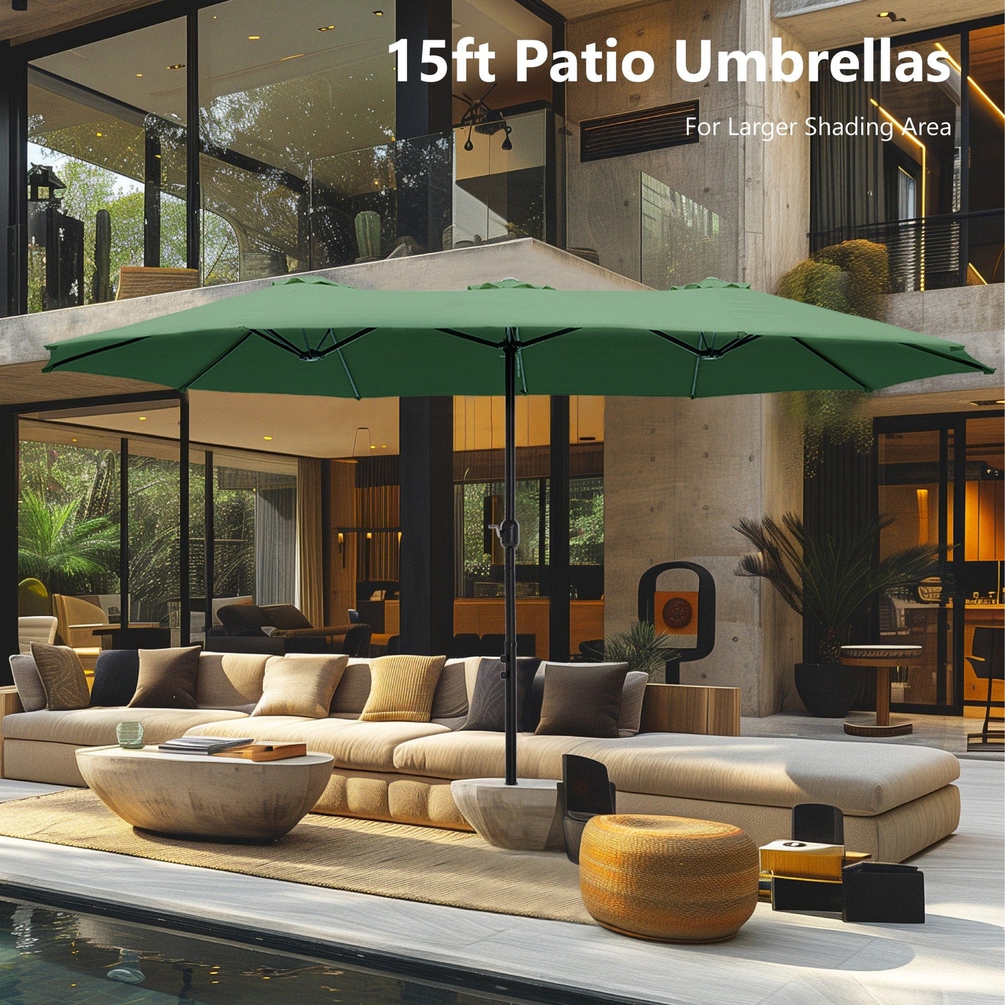 MAISON ARTS Parasol de terrasse double face extra large de 4,5 m avec socle inclus