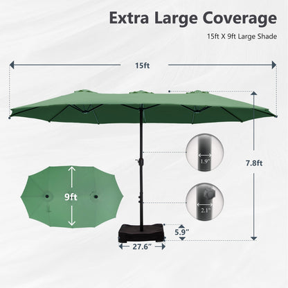 MAISON ARTS Parasol de terrasse double face extra large de 4,5 m avec socle inclus