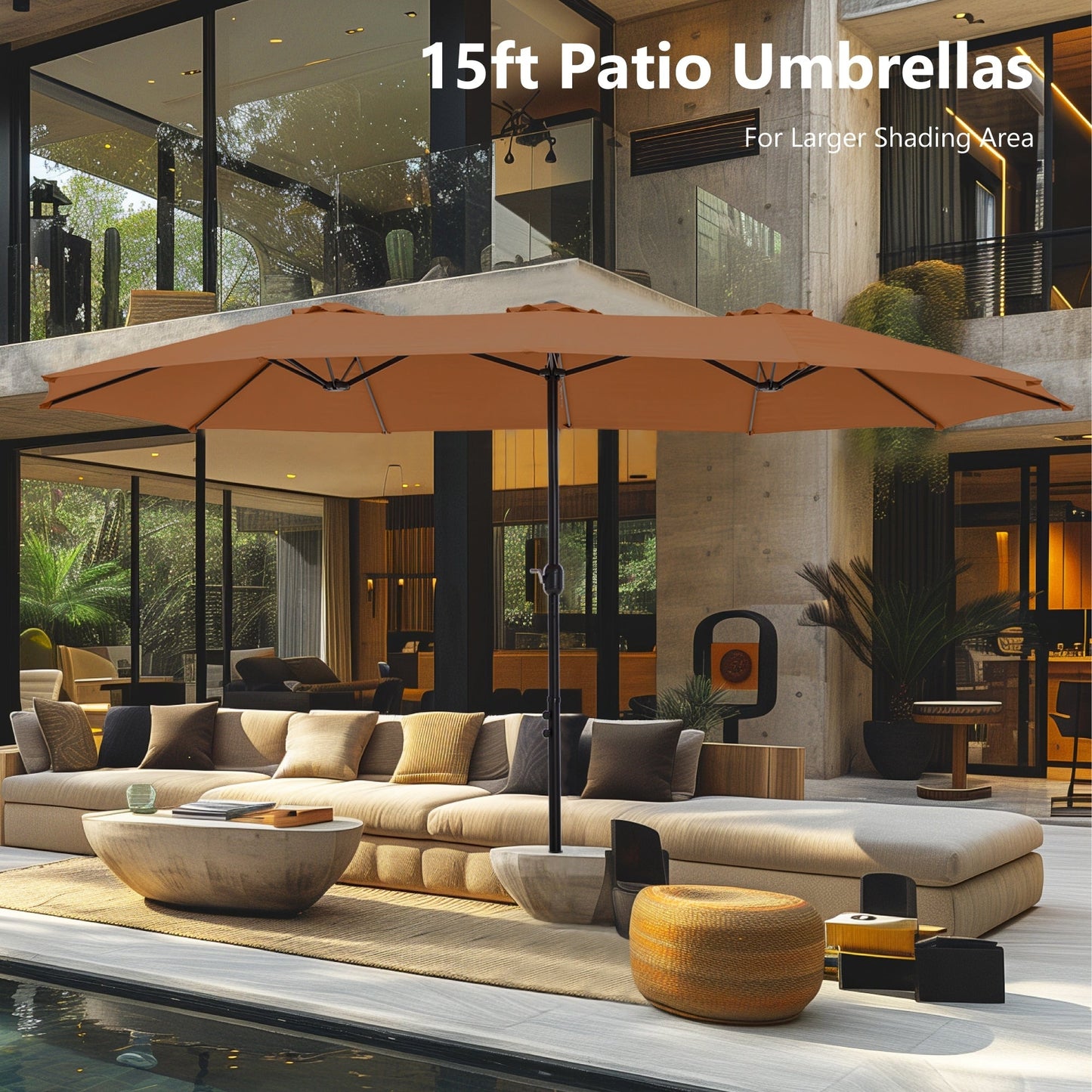 MAISON ARTS Parasol de terrasse double face extra large de 4,5 m avec socle inclus