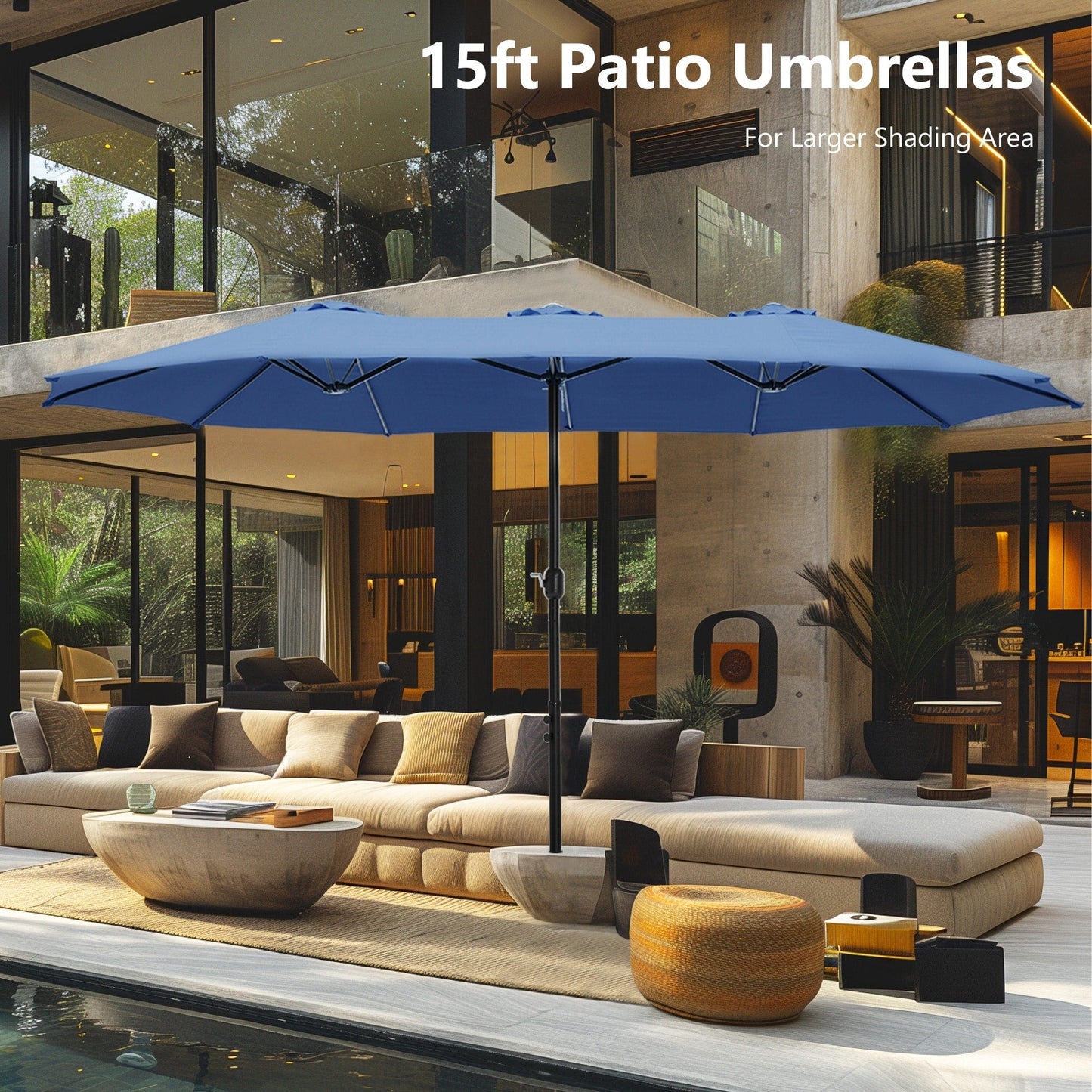 MAISON ARTS Parasol de terrasse double face extra large de 4,5 m avec socle inclus