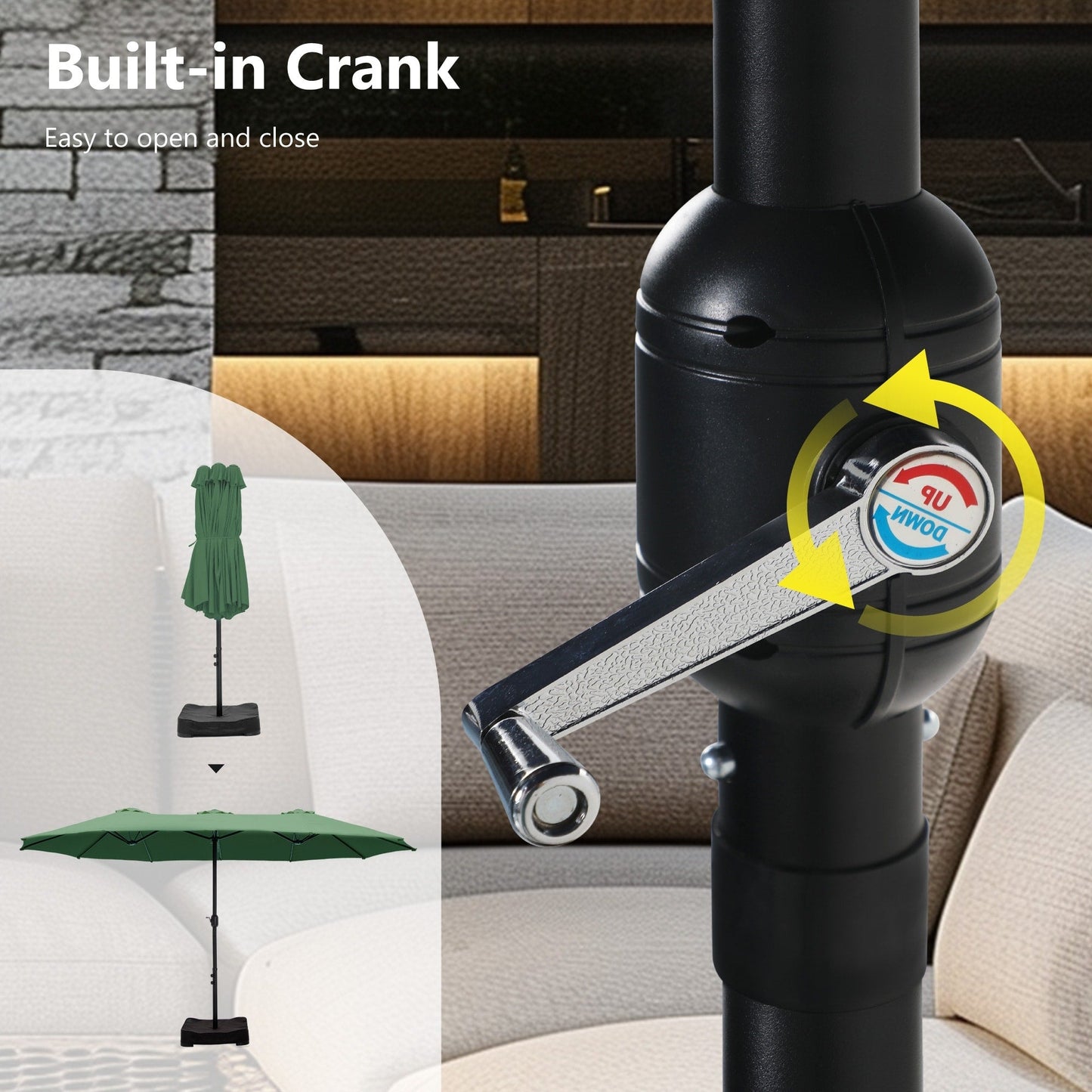 MAISON ARTS Parasol de terrasse double face extra large de 4,5 m avec socle inclus