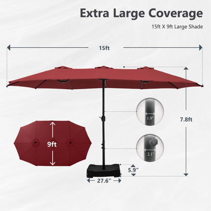 MAISON ARTS Parasol de terrasse double face extra large de 4,5 m avec socle inclus