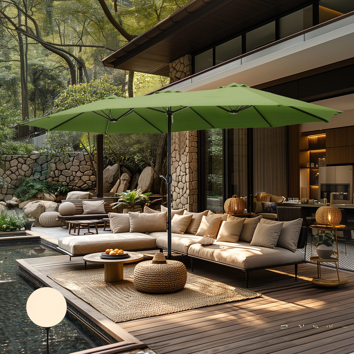 MAISON ARTS Parasol de terrasse double face extra large de 4,5 m avec socle inclus