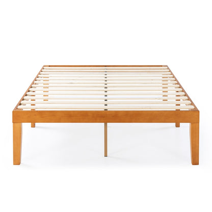 Cadre de lit plateforme en bois massif classique de 16 pouces, disponible en plusieurs finitions.