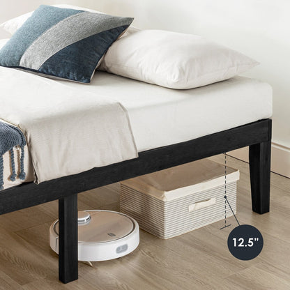 Cadre de lit plateforme en bois massif classique de 16 pouces, disponible en plusieurs finitions.