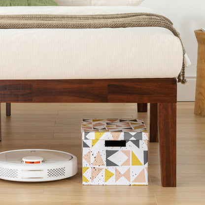 Cadre de lit plateforme en bois massif classique de 16 pouces, disponible en plusieurs finitions.