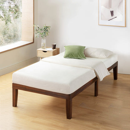 Cadre de lit plateforme en bois massif classique de 16 pouces, disponible en plusieurs finitions.