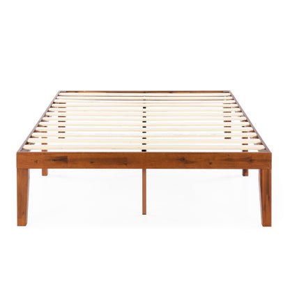 Cadre de lit plateforme en bois massif classique de 16 pouces, disponible en plusieurs finitions.