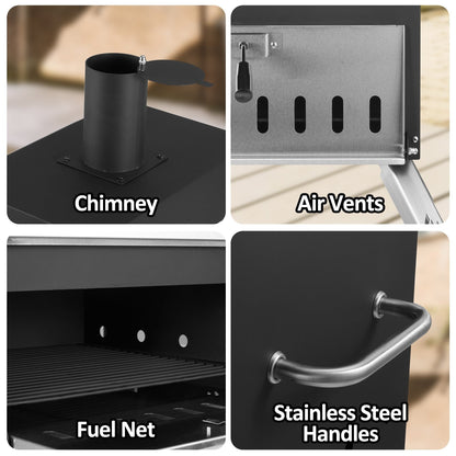 Four à pizza extérieur à 2 niveaux, cuiseur à pizza au bois, barbecue à pizza extérieur pour le camping - 16 pouces