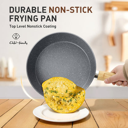 Ensemble de 17 pièces de casseroles et poêles en granit pour cuisine, ensemble de cuisson antiadhésif