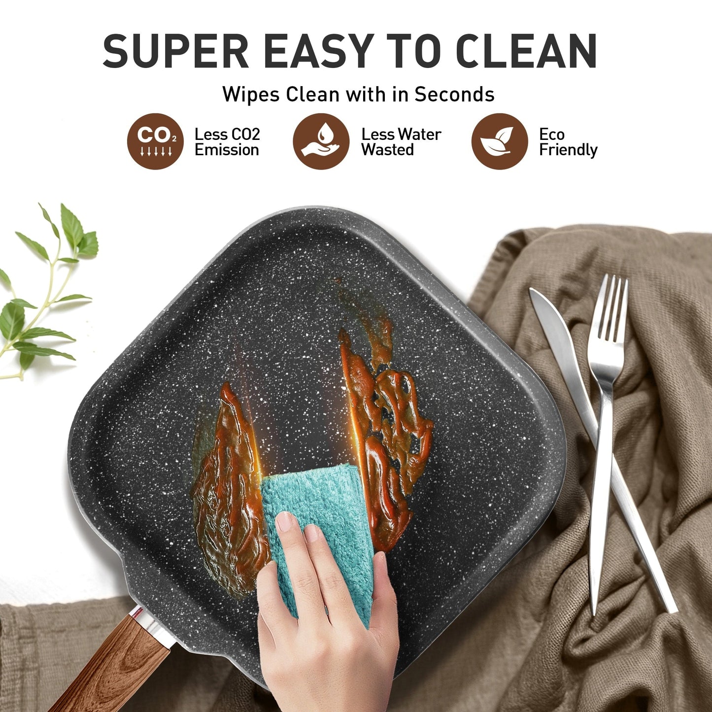 Ensemble de 17 pièces de casseroles et poêles en granit pour cuisine, ensemble de cuisson antiadhésif