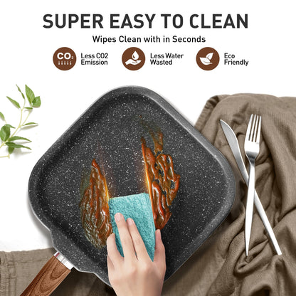 Ensemble de 17 pièces de casseroles et poêles en granit pour cuisine, ensemble de cuisson antiadhésif