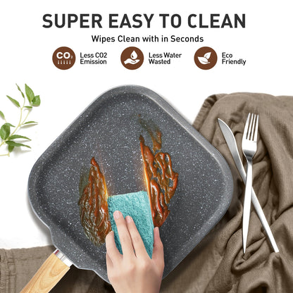 Ensemble de 17 pièces de casseroles et poêles en granit pour cuisine, ensemble de cuisson antiadhésif