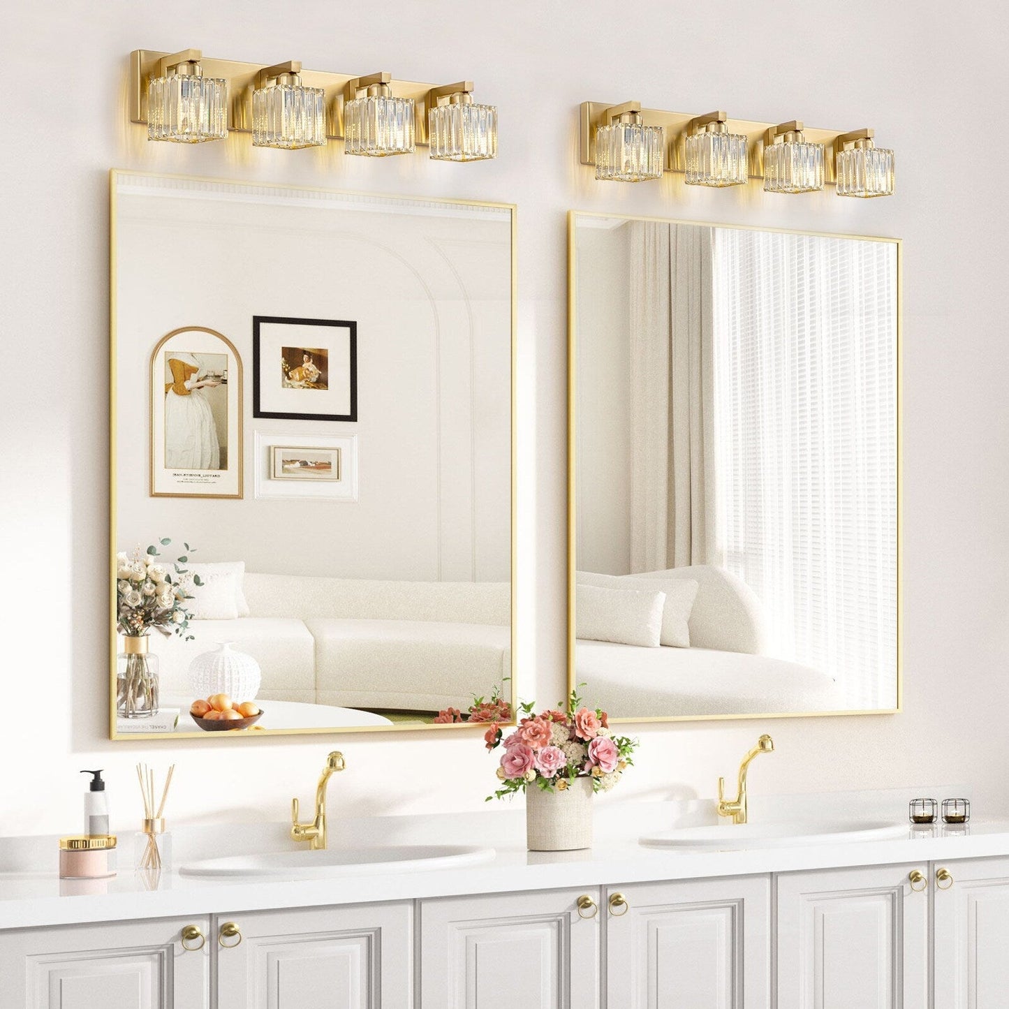 2/3/4/5 Light Bathroom Vanity Light Wall Sconce with Crystal Shade