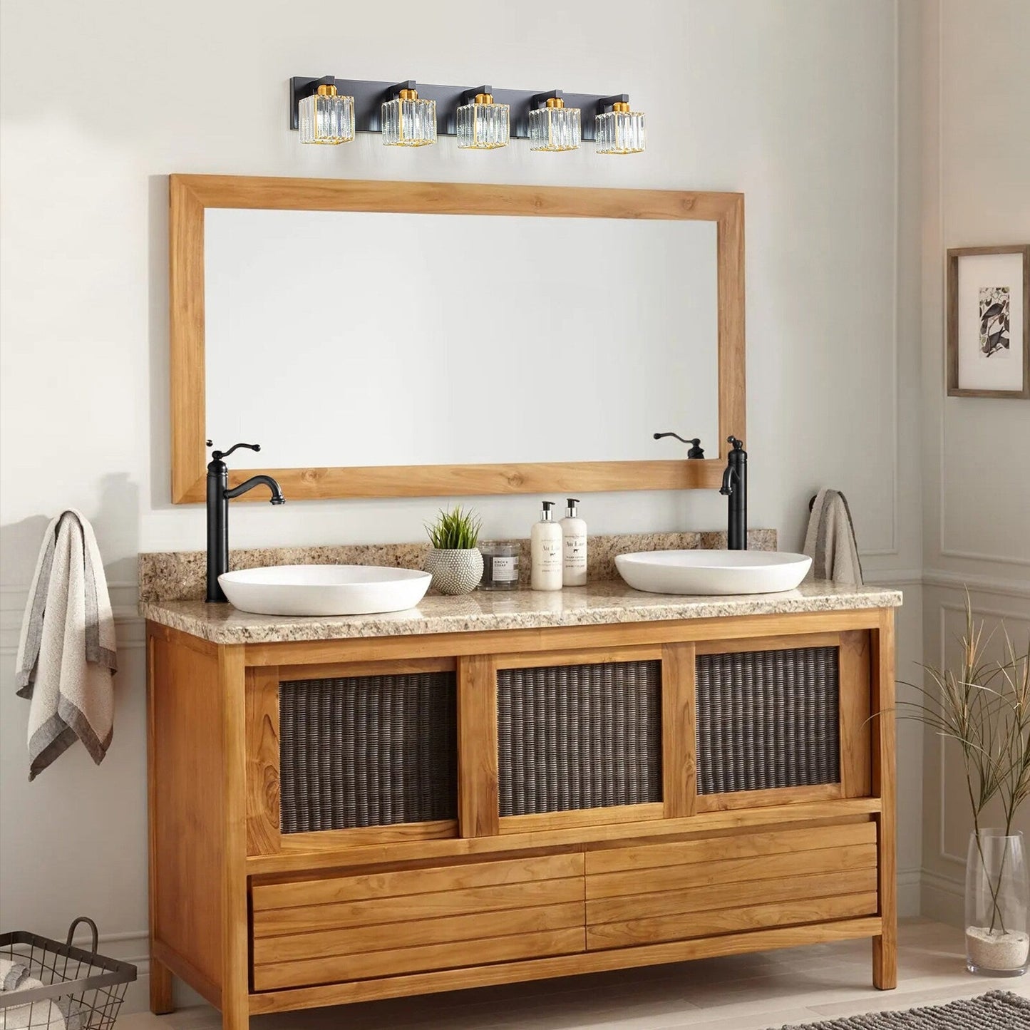 2/3/4/5 Light Bathroom Vanity Light Wall Sconce with Crystal Shade