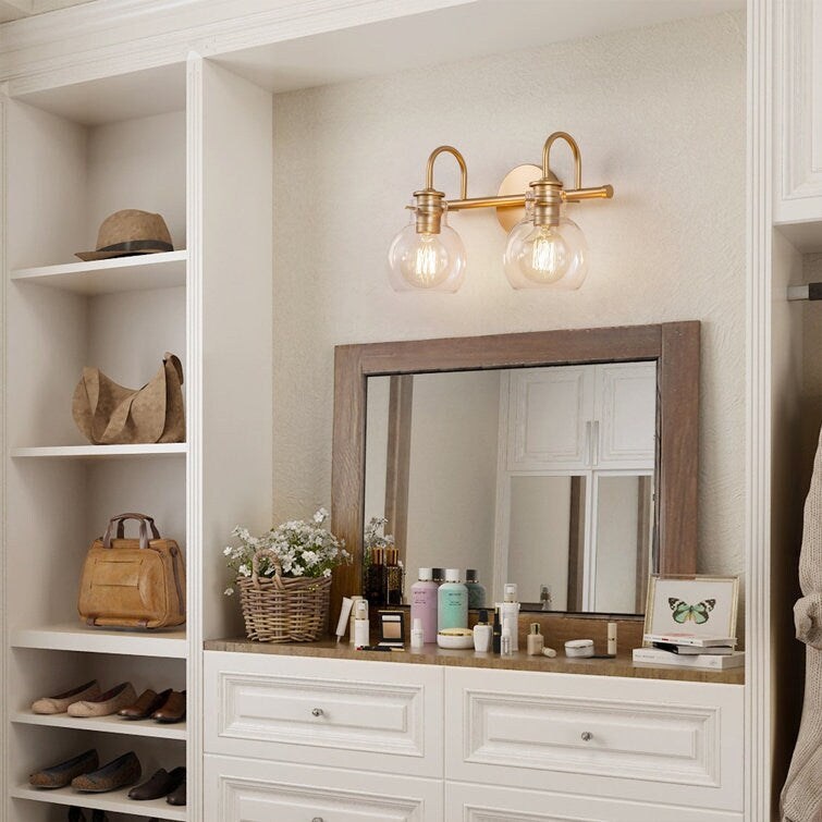 Applique murale pour salle de bain à 2/3 lumières avec abat-jour en verre