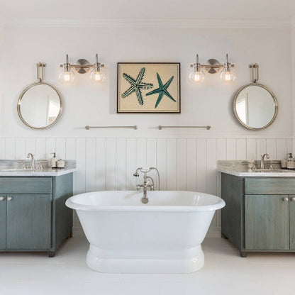 Applique murale pour salle de bain à 2/3 lumières avec abat-jour en verre