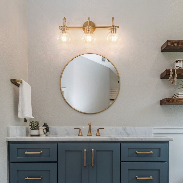 Applique murale pour salle de bain à 2/3 lumières avec abat-jour en verre