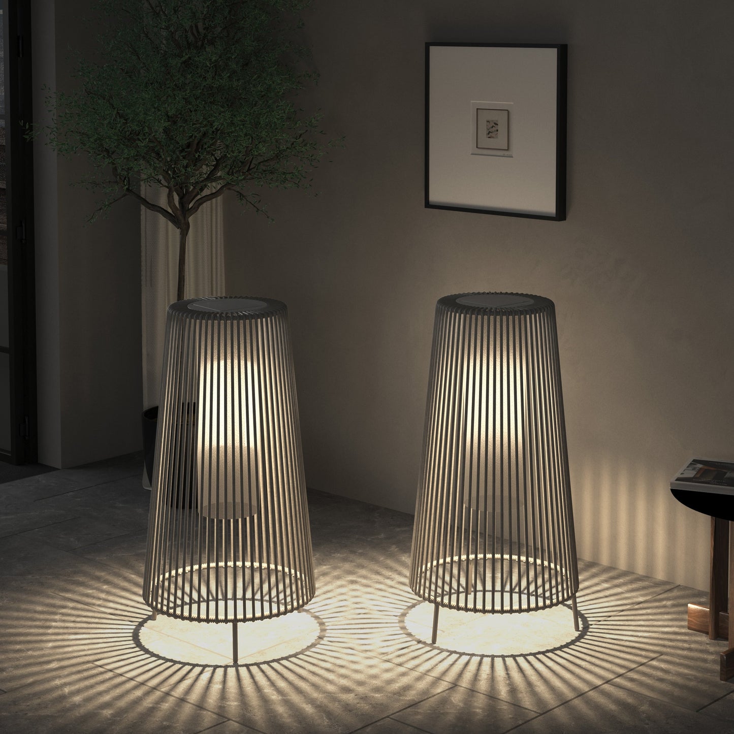 2 Pack Outdoor Solar Light Floor Lamps