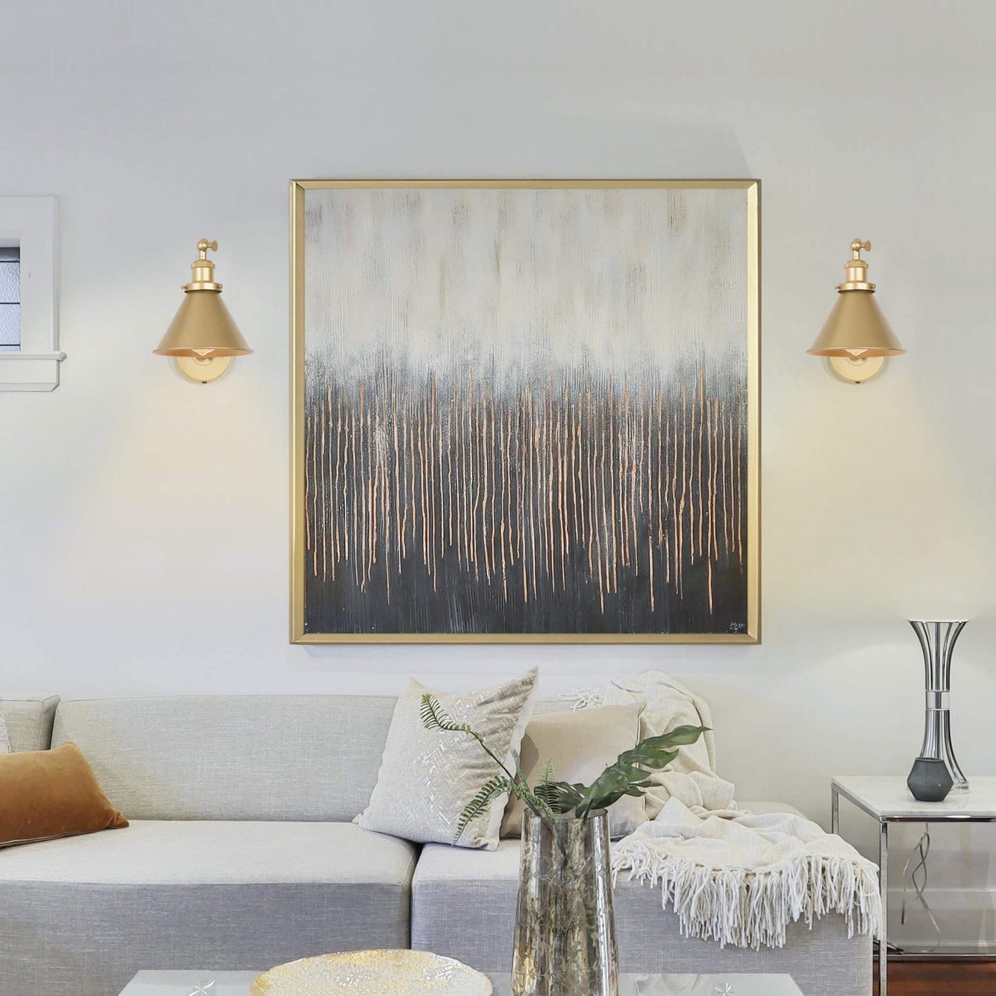 Lot de 2 appliques murales modernes à bras oscillant, réglables, à brancher ou à câbler.