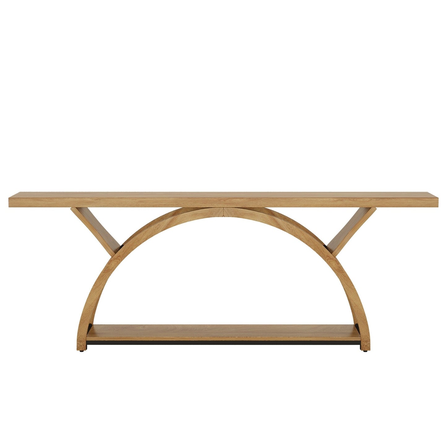 Table console de canapé étroite et longue à 2 niveaux avec cadre semi-circulaire pour entrée, tables d'appoint de couloir grises