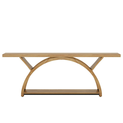 Table console de canapé étroite et longue à 2 niveaux avec cadre semi-circulaire pour entrée, tables d'appoint de couloir grises