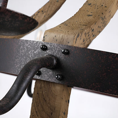 Luminaire à 12 lumières, style campagne française, à deux niveaux, en forme de tonneau à vin