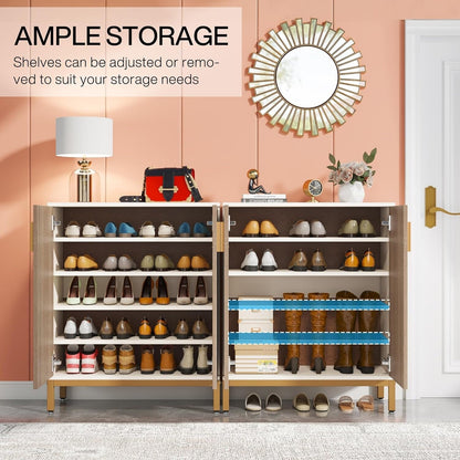 Meuble à chaussures moderne avec portes, pouvant contenir 20 paires, étagère à chaussures d'entrée autoportante à 6 niveaux.