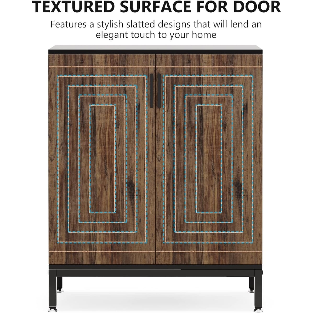 Meuble à chaussures moderne avec portes, pouvant contenir 20 paires, étagère à chaussures d'entrée autoportante à 6 niveaux.