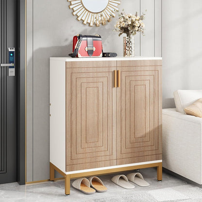 Meuble à chaussures moderne avec portes, pouvant contenir 20 paires, étagère à chaussures d'entrée autoportante à 6 niveaux.