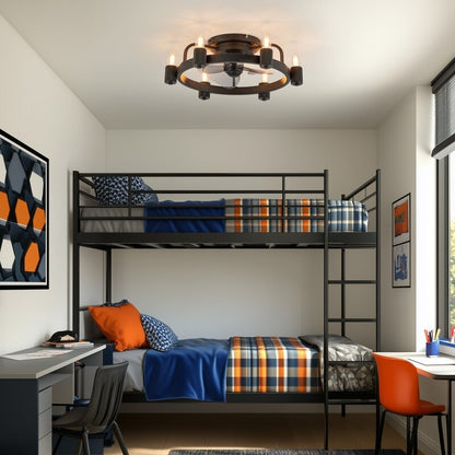 Ventilateur de plafond moderne de style farmhouse de 20 pouces, LED, à profil bas, à montage encastré, avec télécommande pour salon.