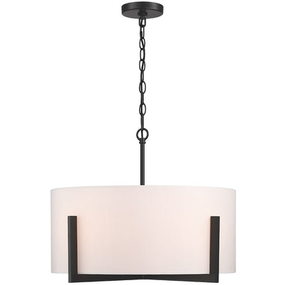Suspension lumineuse à 4 lumières, 56 cm (22 po), noir mat, avec abat-jour blanc en forme de tambour - 22 W