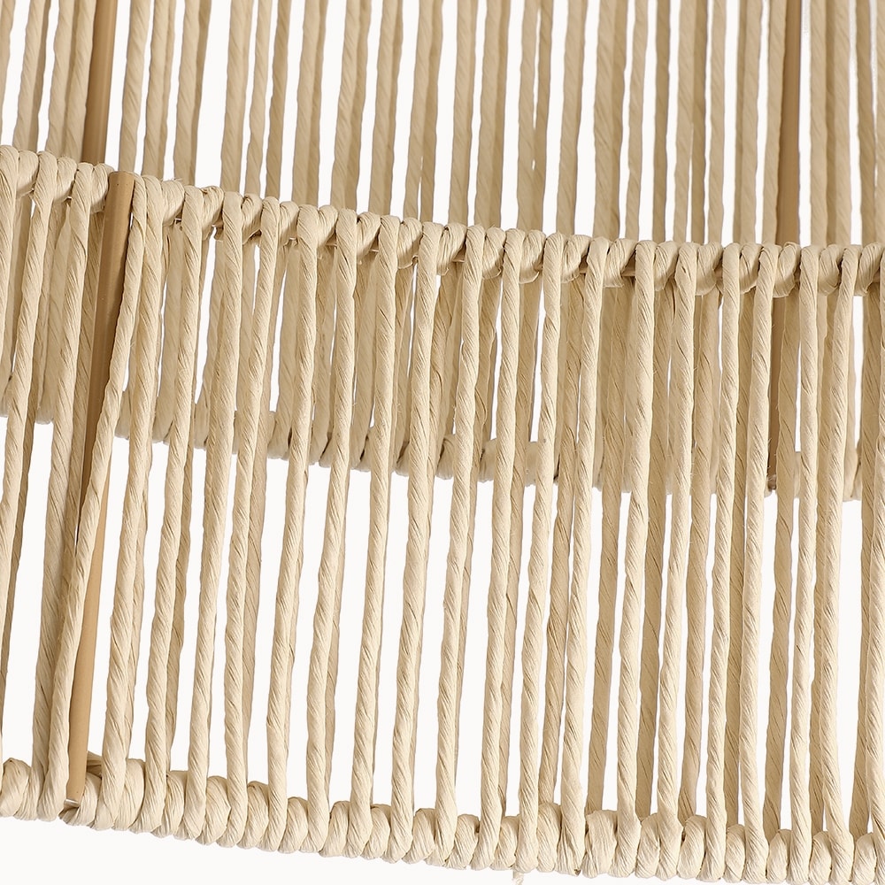 Luminaire suspendu à 4 lumières en rotin à plusieurs niveaux, avec abat-jour noir - 56 cm de largeur