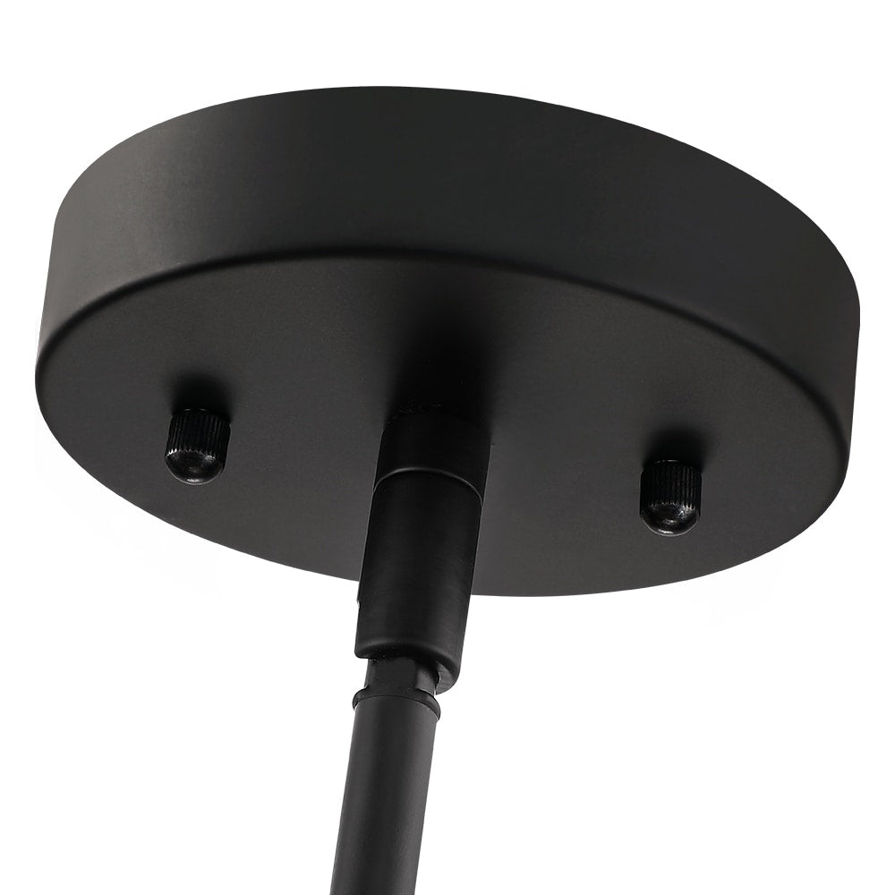 Luminaire suspendu à 4 lumières en rotin à plusieurs niveaux, avec abat-jour noir - 56 cm de largeur