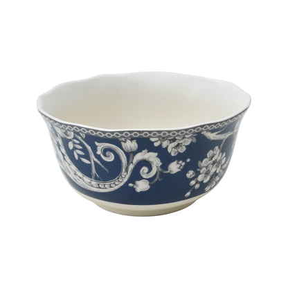 Service de table en porcelaine 222 Fifth Adelaide, 16 pièces, avec assiettes rondes, bols et tasses, bleu foncé