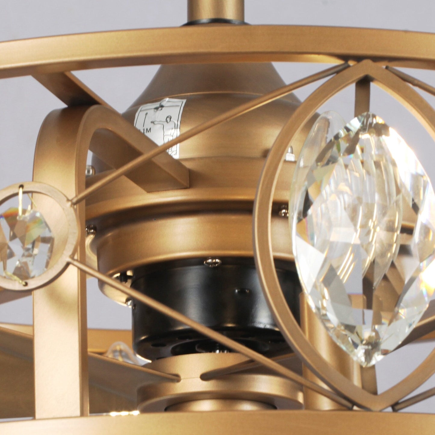 Ventilateur de plafond avec lustre à cage en cristal moderne à 22 lumières avec télécommande