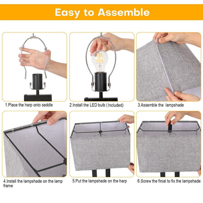 22 Gray USB Table Lamp Set With Touch Control