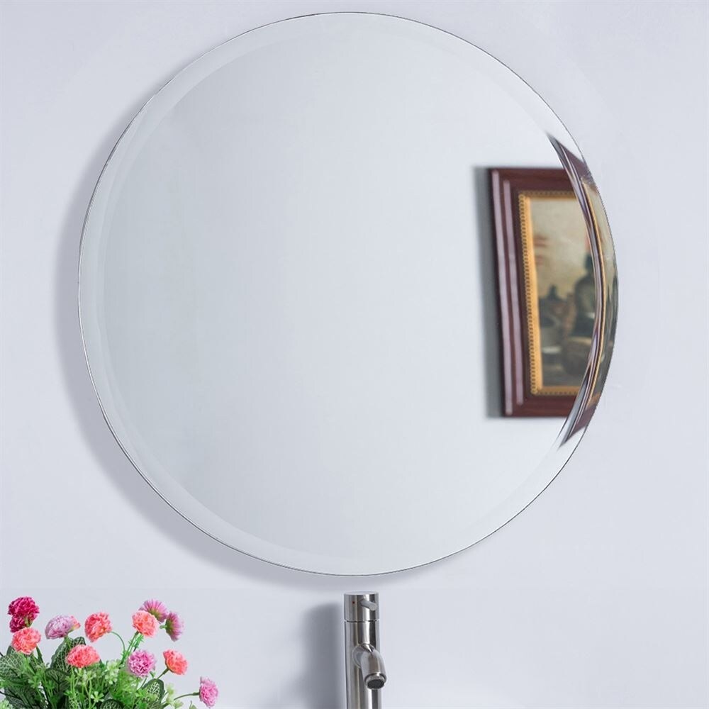 Miroir de salle de bain rond sans cadre, 56 cm (22 po) - Verre miroir - 56 cm (22 po).