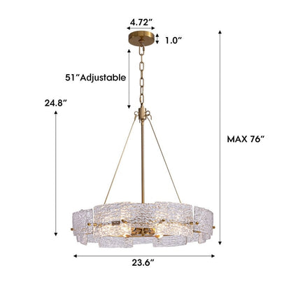 Luminaire suspendu moderne en cristal doré de 60 cm (23,6 po) à 6 lumières, style glamour, pour îlot de cuisine ou salle à manger.