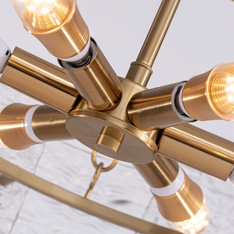 Luminaire suspendu moderne en cristal doré de 60 cm (23,6 po) à 6 lumières, style glamour, pour îlot de cuisine ou salle à manger.