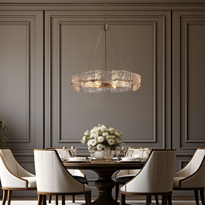 Luminaire suspendu moderne en cristal doré de 60 cm (23,6 po) à 6 lumières, style glamour, pour îlot de cuisine ou salle à manger.