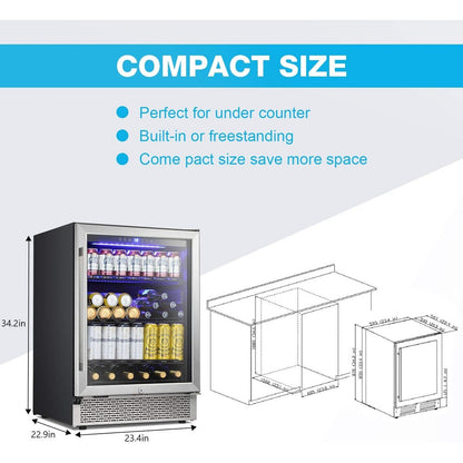 Réfrigérateur à boissons de 24 pouces, cave à vin intégrée, mini réfrigérateur
